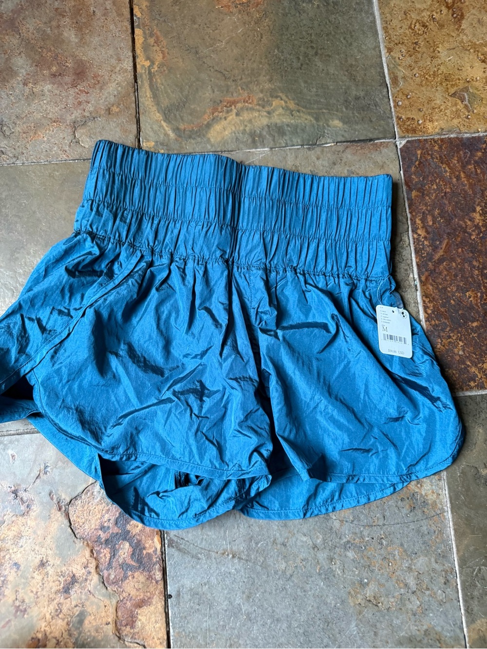 Free People Blue Women's Elastic-Waist Athletic Shorts
